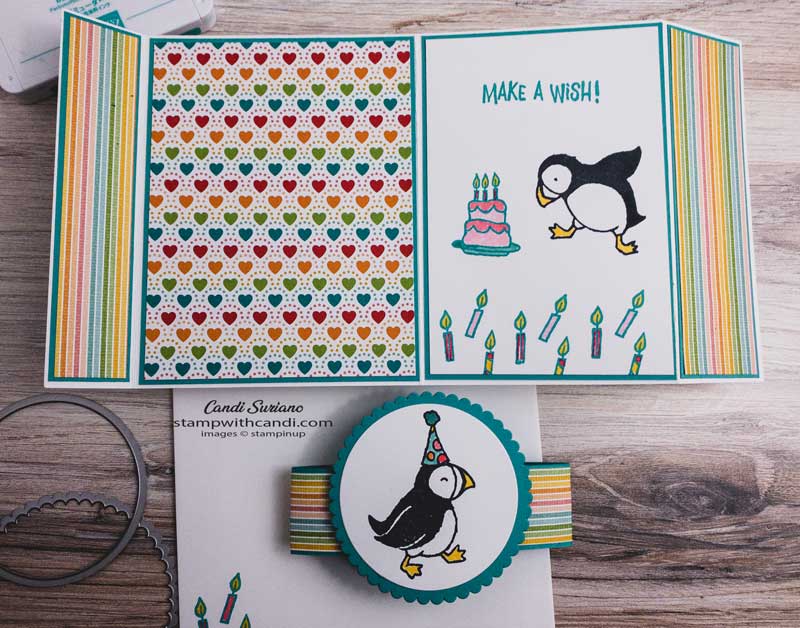 "Party Puffins Fun Fold, Candi Suriano, Stampin' Up!"