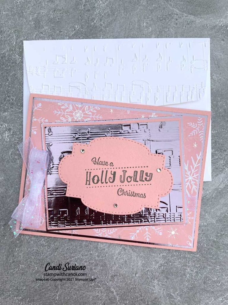 "Holly Jolly Wishes, Music Melody, Envelope, Candi Suriano, Stampin' Up!"