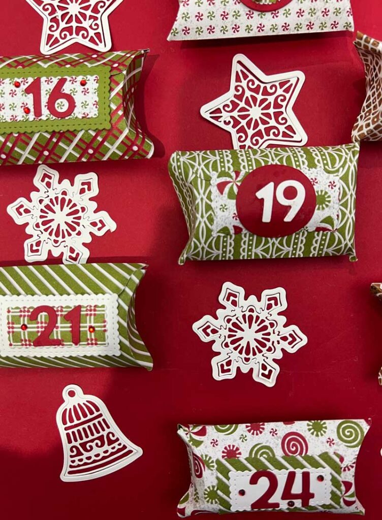 "Pillow Box, Christmas Countdown Detail 1, Candi Suriano, Stampin' Up!"