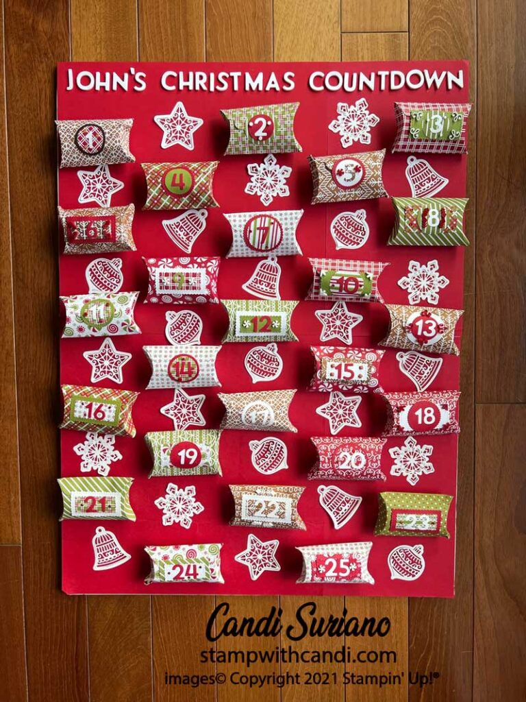 "Pillow Box, Christmas Countdown Flat, Candi Suriano, Stampin' Up!"