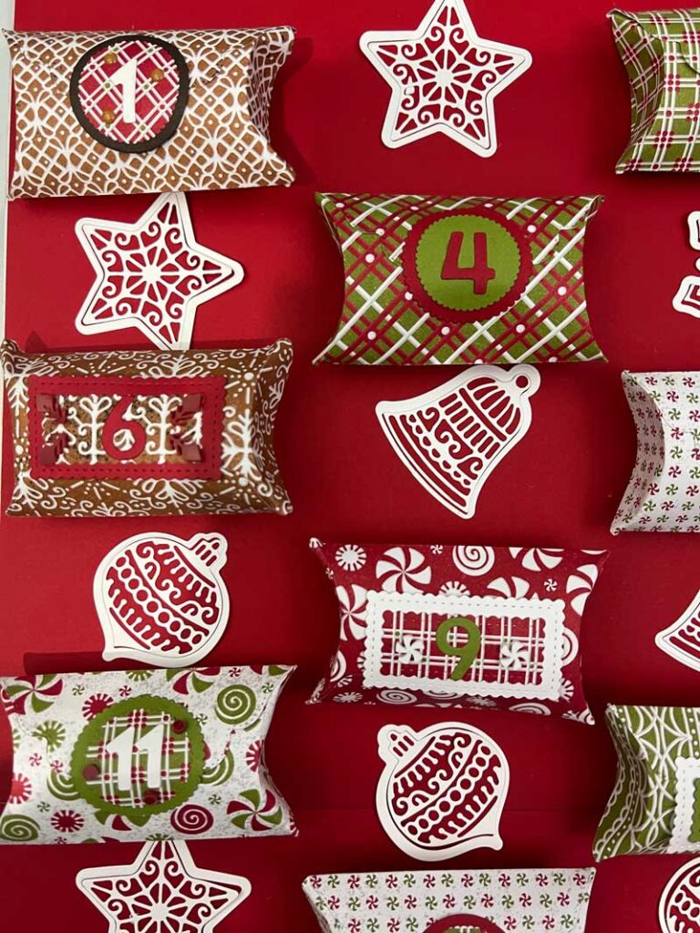 "Pillow Box, Christmas Countdown Detail 2, Candi Suriano, Stampin' Up!"