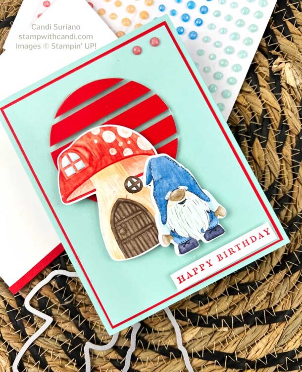 Storybook Gnomes for a Strip Card Challenge > Stamp with Candi